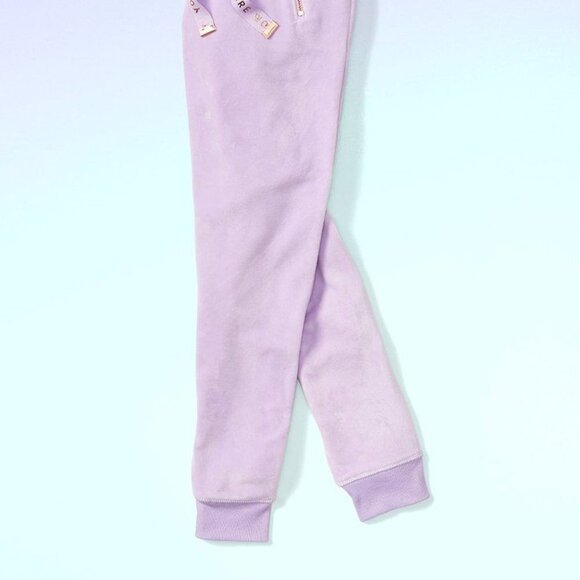 JUSTICE Girls Active Plush Velour Jogger Pants Purple - Picture 2 of 3
